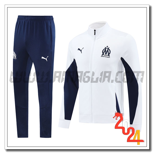 Tuta Giacca Allenamento Marsiglia Bianco/Blu 2024 2025