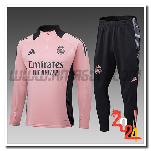 Tuta Allenamento Real Madrid Bambino Rosa/Nero 2024 2025 -02