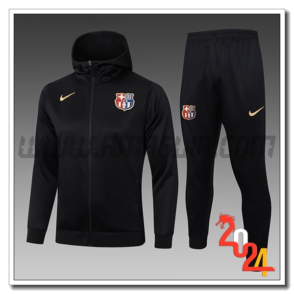 Giacca Con Cappuccio Tuta Giacca A Vento FC Barcellona Bambino Nero 2024 2025
