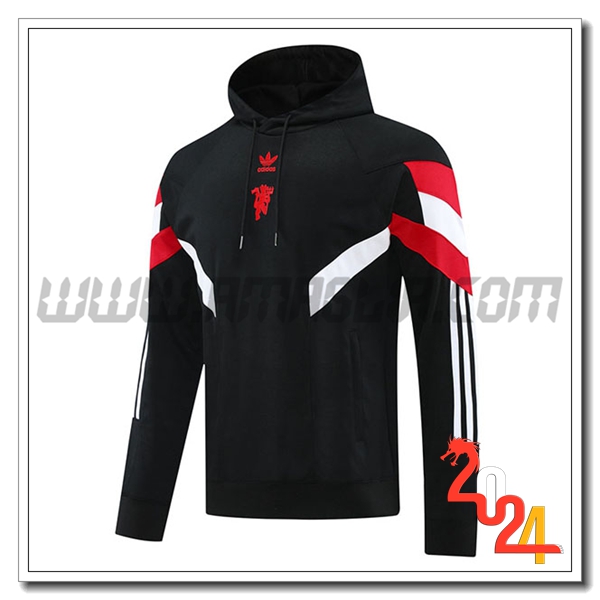 Felpa Con Cappuccio Manchester United Nero/Rosso/Bianco 2024 2025