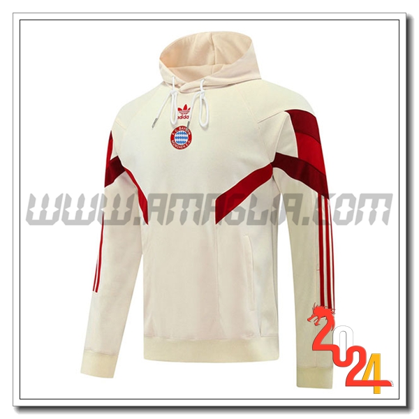 Felpa Con Cappuccio Bayern Monaco Beige/Rosso 2024 2025