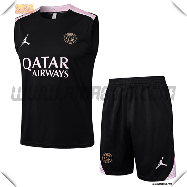Kit Canotta Allenamento PSG Nero/Rosa 2025 2026