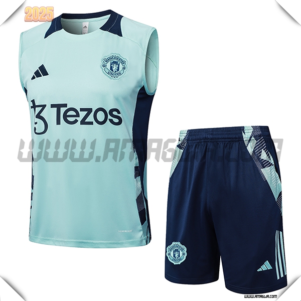 Kit Canotta Allenamento Manchester United Verde/Blu 2025 2026