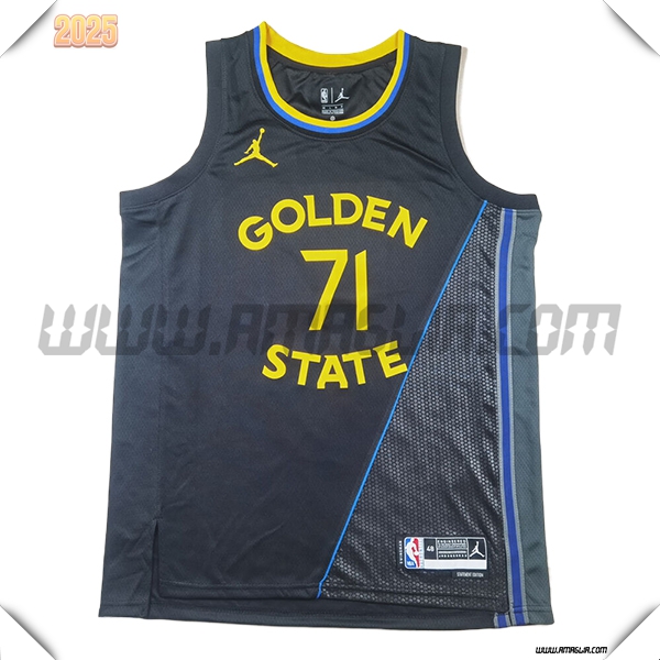 Maglia Golden State Warriors (SCHRODER #71) 2025/26 Nero/Grigio/Giallo