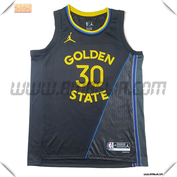 Maglia Golden State Warriors (CURRY #30) 2025/26 Nero/Grigio/Giallo