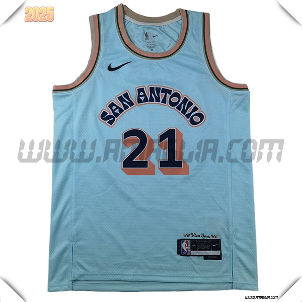 Maglia San Antonio Spurs (DUNCAN #21) 2025/26 Blu/Arancia