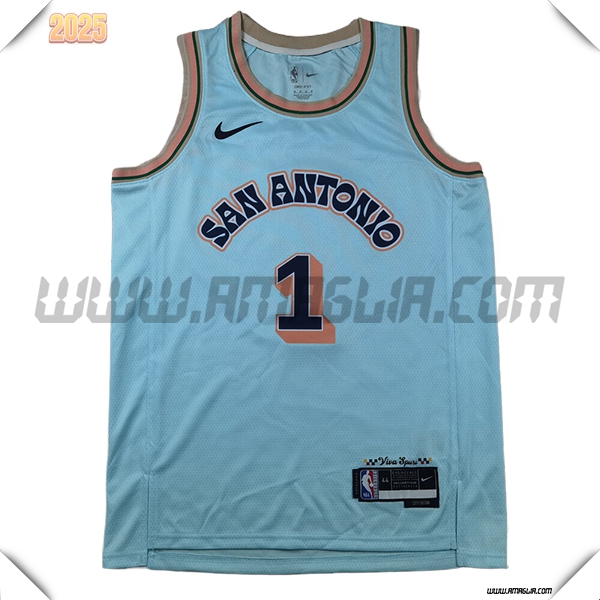 Maglia San Antonio Spurs (WEMBANYAMA #1) 2025/26 Blu/Arancia