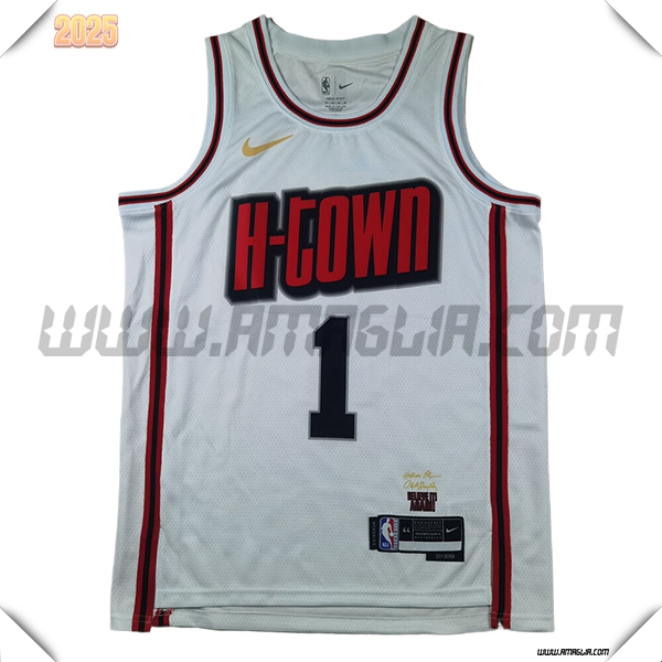 Maglia Houston Rockets (THOMPSON #1) 2025/26 Bianco/Rosso/Nero
