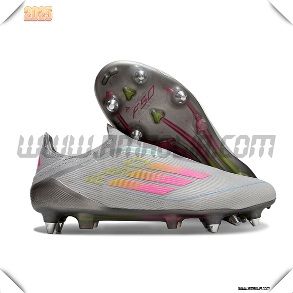Adidas Scarpe Da Calcio F50 Elite Laceless SG Grigio/Rosa