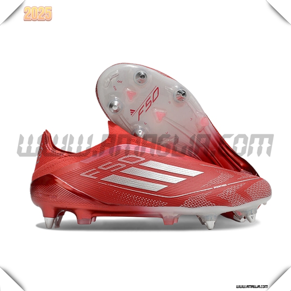 Adidas Scarpe Da Calcio F50 Elite Laceless SG Rosso/Grigio