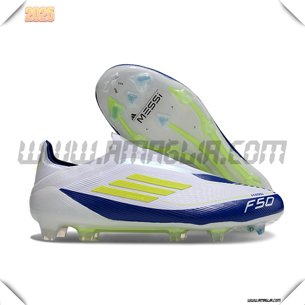 Adidas Scarpe Da Calcio F50 Elite Laceless FG Bianco/Giallo/Blu