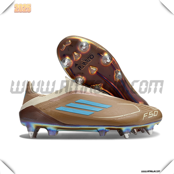 Adidas Scarpe Da Calcio F50 Elite Laceless SG Marrone/Blu -02