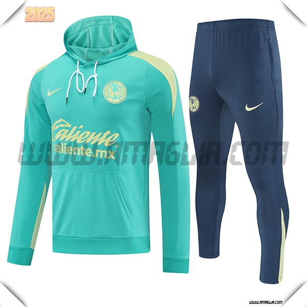 Giacca Con Cappuccio Tuta Club America Verde/Giallo 2025 2026