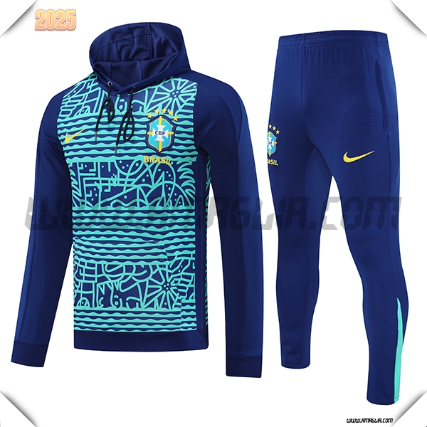 Giacca Con Cappuccio Tuta Brasile Blu/Verde 2025 2026