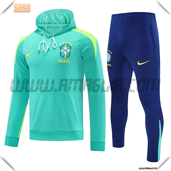 Giacca Con Cappuccio Tuta Brasile Verde 2025 2026
