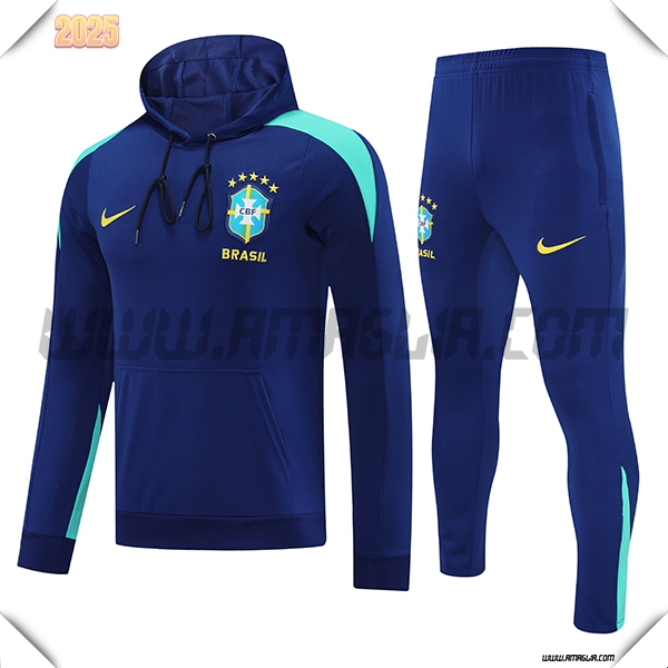 Giacca Con Cappuccio Tuta Brasile Blu Reale 2025 2026