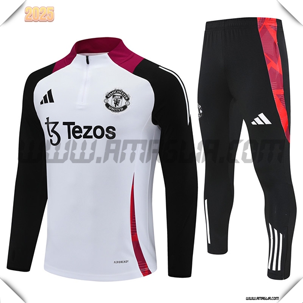 Tuta Allenamento Manchester United Bianco/Nero/Rosso 2025 2026