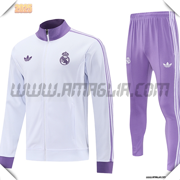 Tuta Allenamento Giacca Real Madrid Bianco/viola 2025 2026
