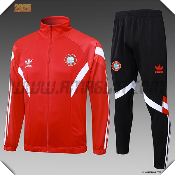 Tuta Allenamento Giacca Bayern Monaco Bambino Rosso/Bianco 2025 2026