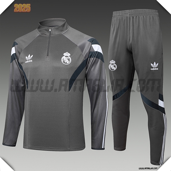 Tuta Allenamento Real Madrid Bambino Grigio 2025 2026