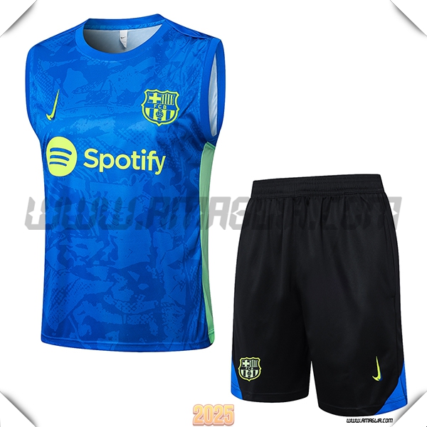 Kit Canotta Allenamento FC Barcellona Blu/Verde 2025 2026
