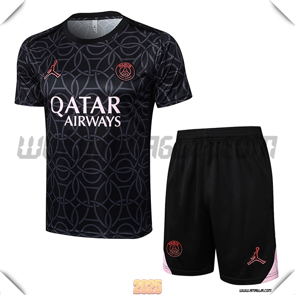 Kit Maglia Allenamento PSG Nero/Grigio 2025 2026