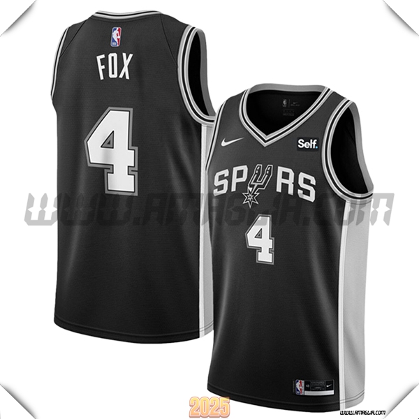 Maglia San Antonio Spurs (FOX #4) 2025/26 Nero/Grigio/Bianco