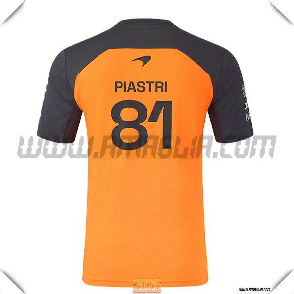 Maglietta McLaren (PIASTRI #81) F1 Team Arancia/Nero 2025