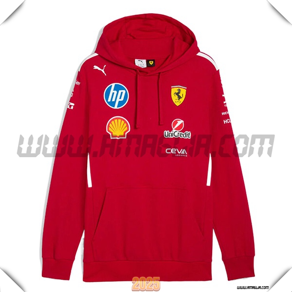 Felpa Cappuccio Scuderia Ferrari F1 Team Rosso 2025