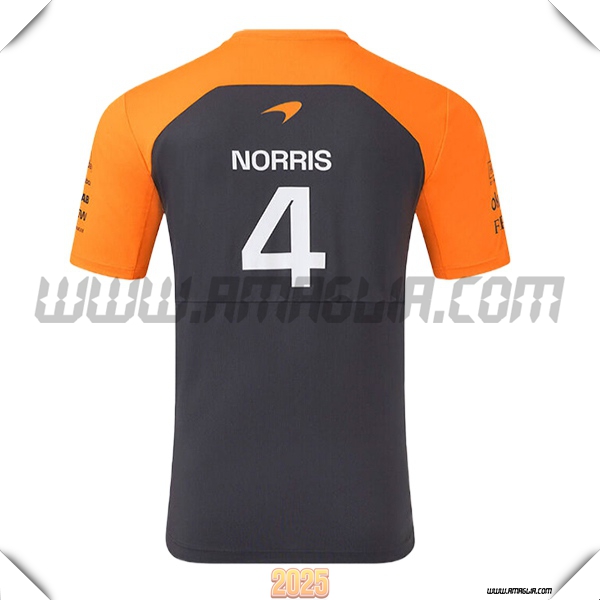 Maglietta McLaren (NORRIS #4) F1 Team Nero/Arancia 2025