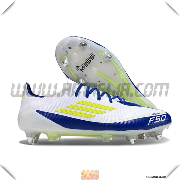 Adidas Scarpe da Calcio F50 Elite SG Bianco/Blu/Giallo