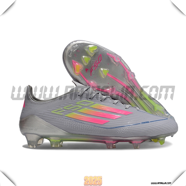 Adidas Scarpe da Calcio F50 Elite FG Grigio/Rosa -02