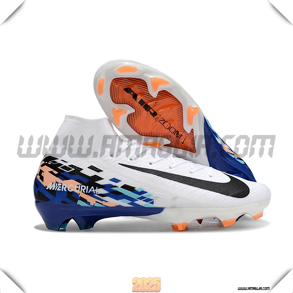 Nike Scarpe da Calcio Air Zoom Mercurial Superfly IIX Elite FG Bianco/Blu/Nero