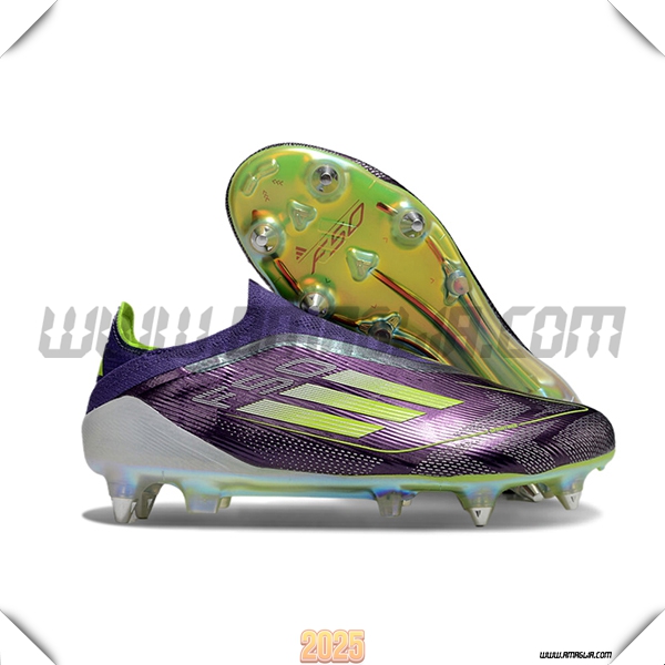 Adidas Scarpe da Calcio F50 Elite Laceless SG viola/Verde