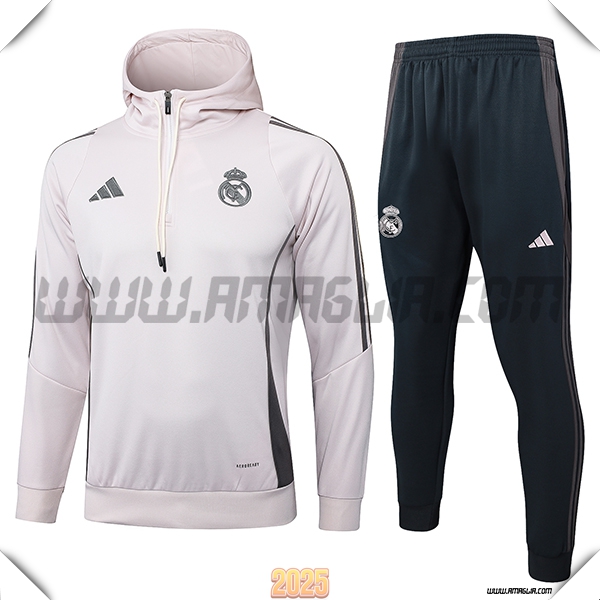 Giacca Con Cappuccio Tuta Real Madrid Rosa/Grigio 2025 2026