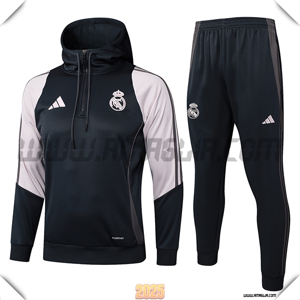 Giacca Con Cappuccio Tuta Real Madrid Grigio Scuro 2025 2026