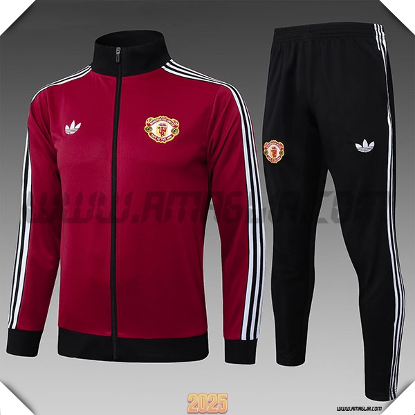 Tuta Calcio Giacca Manchester United Bambino Rosso/Nero 2025 2026