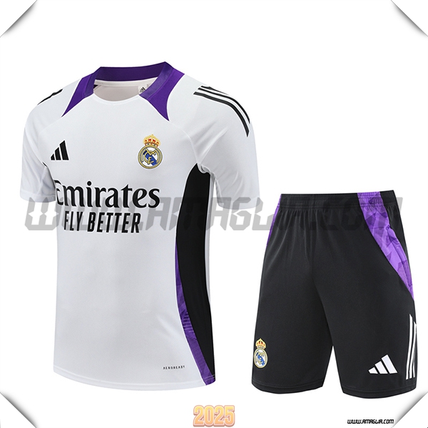 Kit Maglia Allenamento Real Madrid Bianco/Nero/viola 2025 2026
