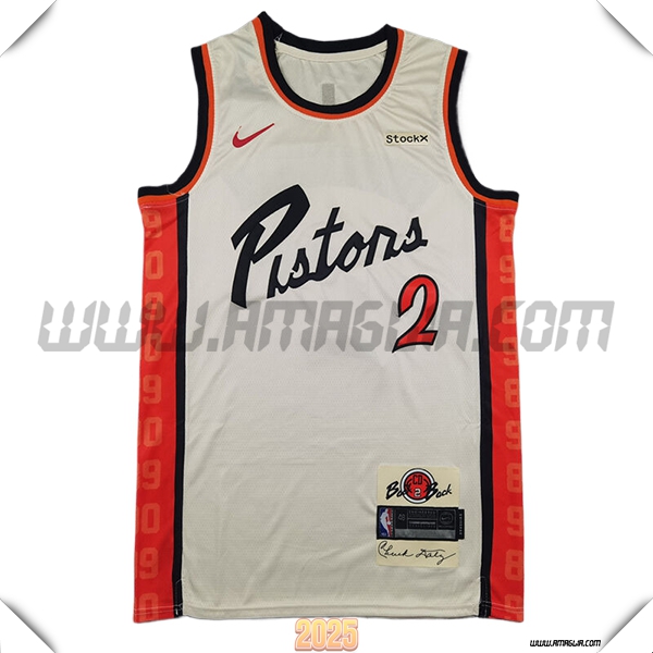Maglia Detroit Pistons (CUNNINGHAM #2) 2025/26 Beige/Arancia/Nero