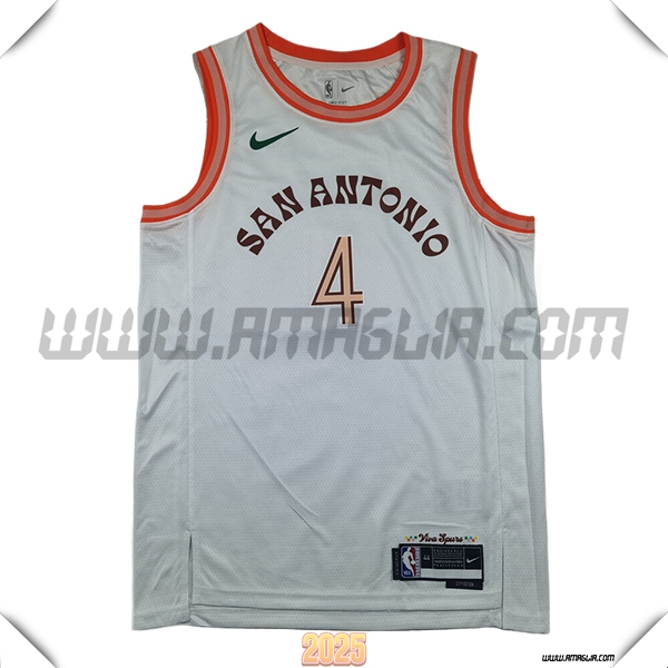 Maglia San Antonio Spurs (FOX #4) 2025/26 Bianco/Arancia