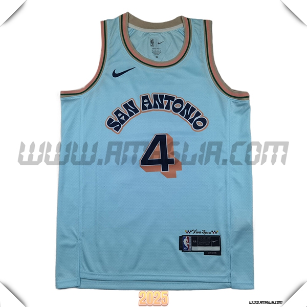 Maglia San Antonio Spurs (FOX #4) 2025/26 Blu/Arancia