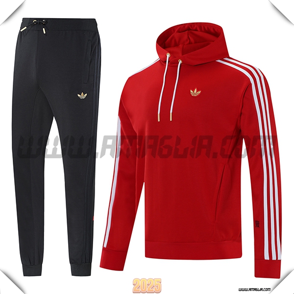 Giacca Con Cappuccio Tuta Adidas Rosso/Bianco 2025 2026