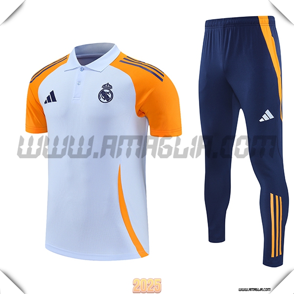 Kit Maglia Polo Real Madrid Bianco/Arancia 2025 2026