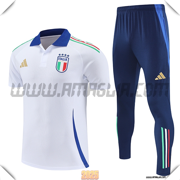 Kit Maglia Polo Italia Bianco/Blu 2025 2026