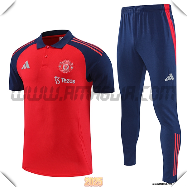 Kit Maglia Polo Manchester United Rosso/Blu 2025 2026
