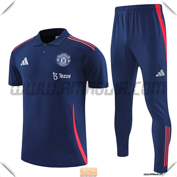 Kit Maglia Polo Manchester United Blu/Rosso 2025 2026