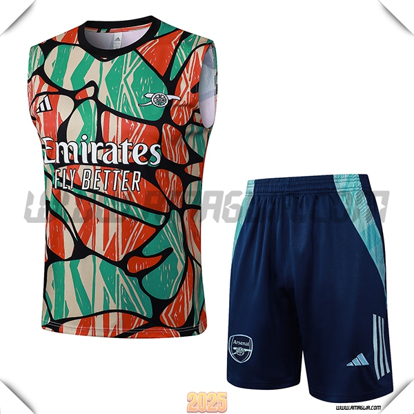 Kit Canotta Allenamento Arsenal Rosso/Verde/Beige 2025 2026