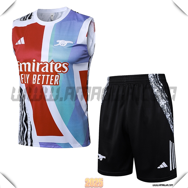 Kit Canotta Allenamento Arsenal Bianco/Blu/Rosso 2025 2026