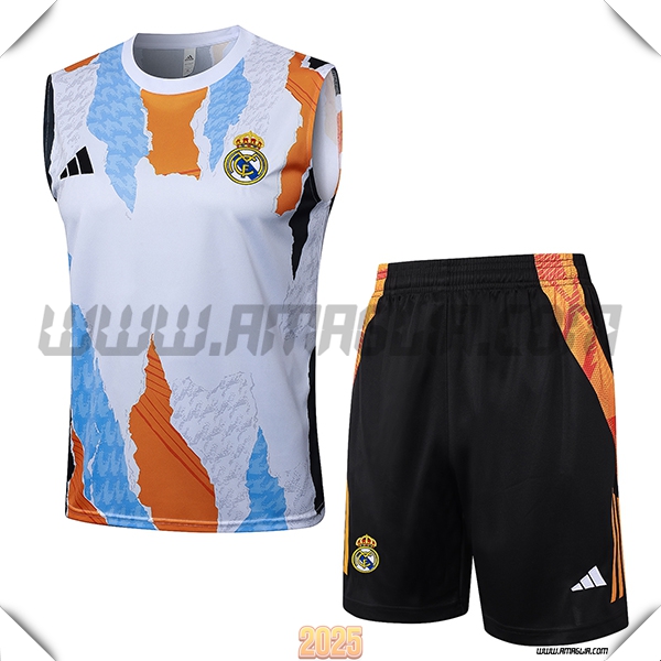 Kit Canotta Allenamento Real Madrid Bianco/Giallo/Grigio 2025 2026