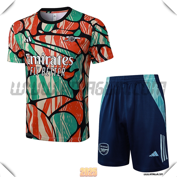 Kit Maglia Allenamento Arsenal Arancia/Verde 2025 2026
